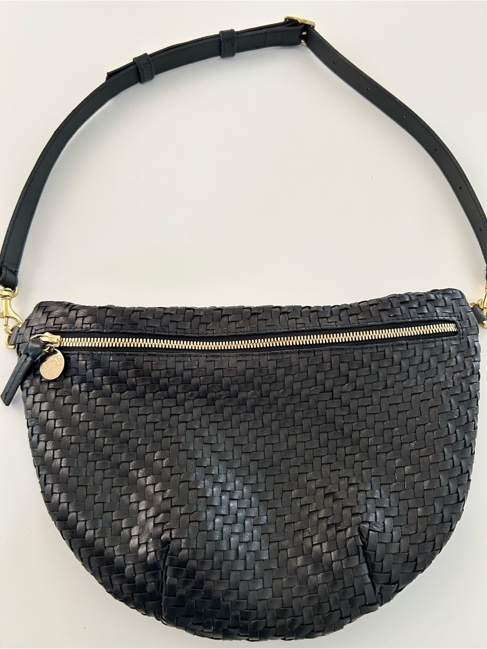 Clare V Black Grande Fanny Woven Shoulder Bag with Gold Hardware - Picture 2 of 7